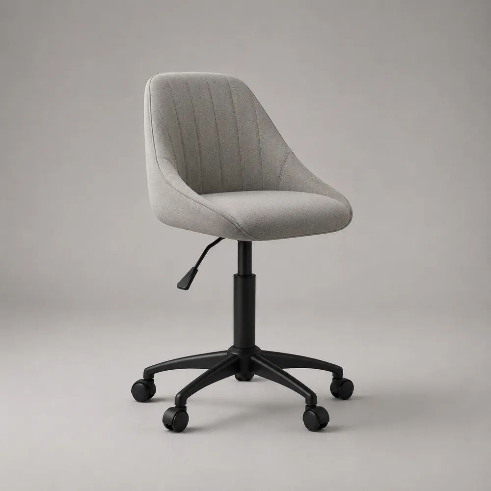 Sedia da ufficio girevole imbottita e regolabile con rotelle, grigio e nero, 56 x 59 x 79-89 cm