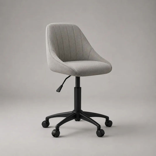 Sedia da ufficio girevole imbottita e regolabile con rotelle, grigio e nero, 56 x 59 x 79-89 cm